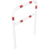 Protective bar made of steel tubing |  60 x 2.5 mm | with crossbar | total width: 1000 mm | total height: 1400 mm | hot-dip galvanized and white coatedwith red reflecting stripes